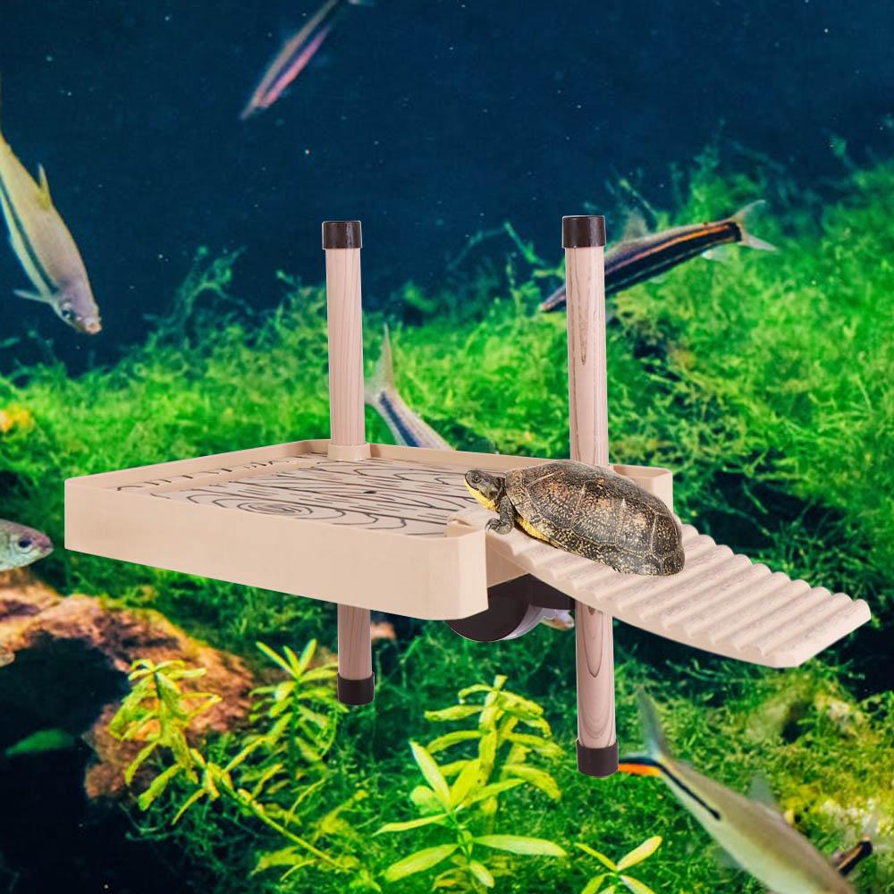 Aquarium Fish Cold Water - Wood Grain Turtle Platform Plastic Cold-resistant