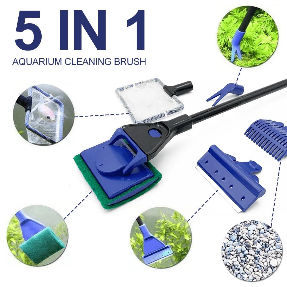 Algae Scraper Blade - 5in1 Aquarium Cleaning Tool Plant Fork