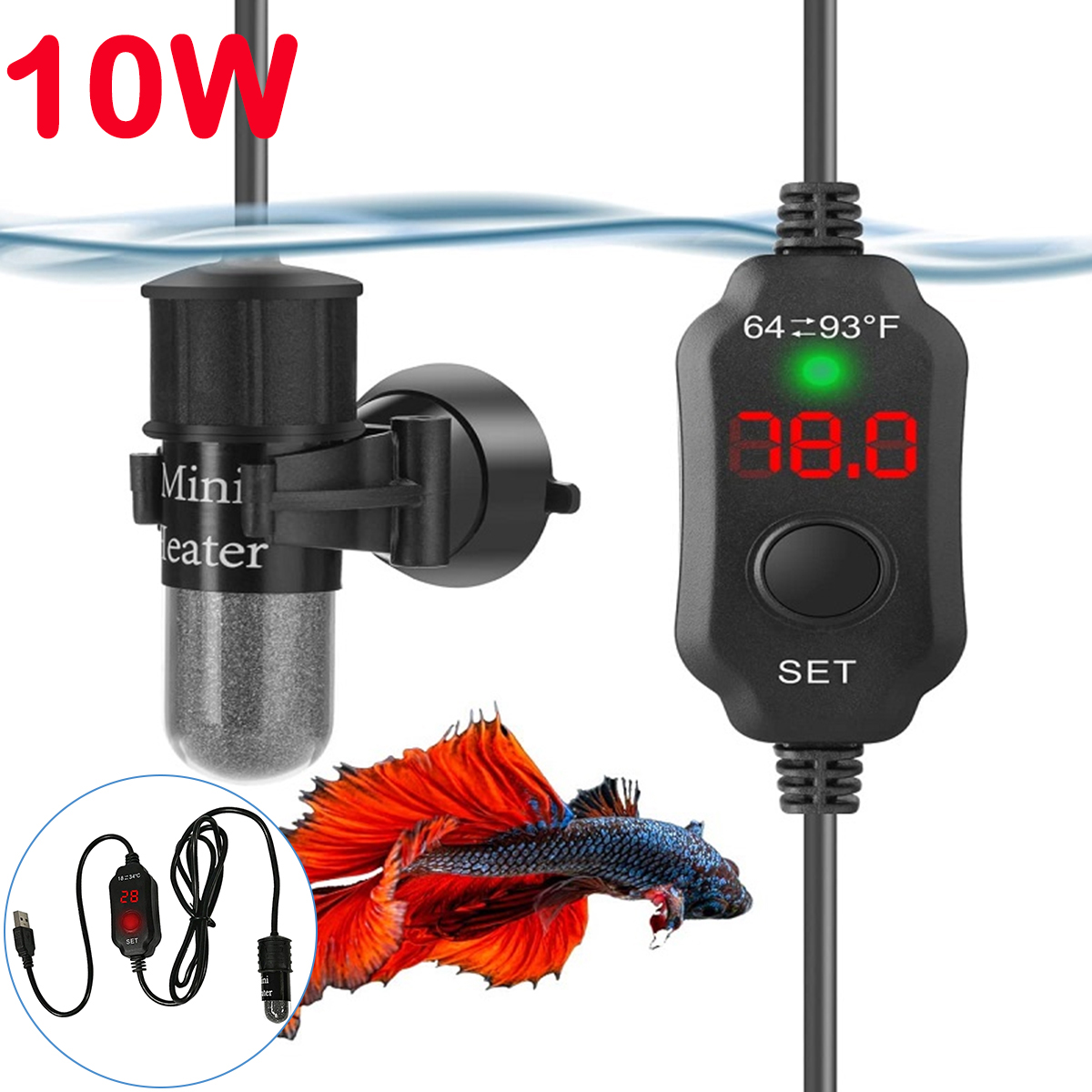 10W Adjustable Aquarium Heater - Aquarium Fish Cold Water review and price
