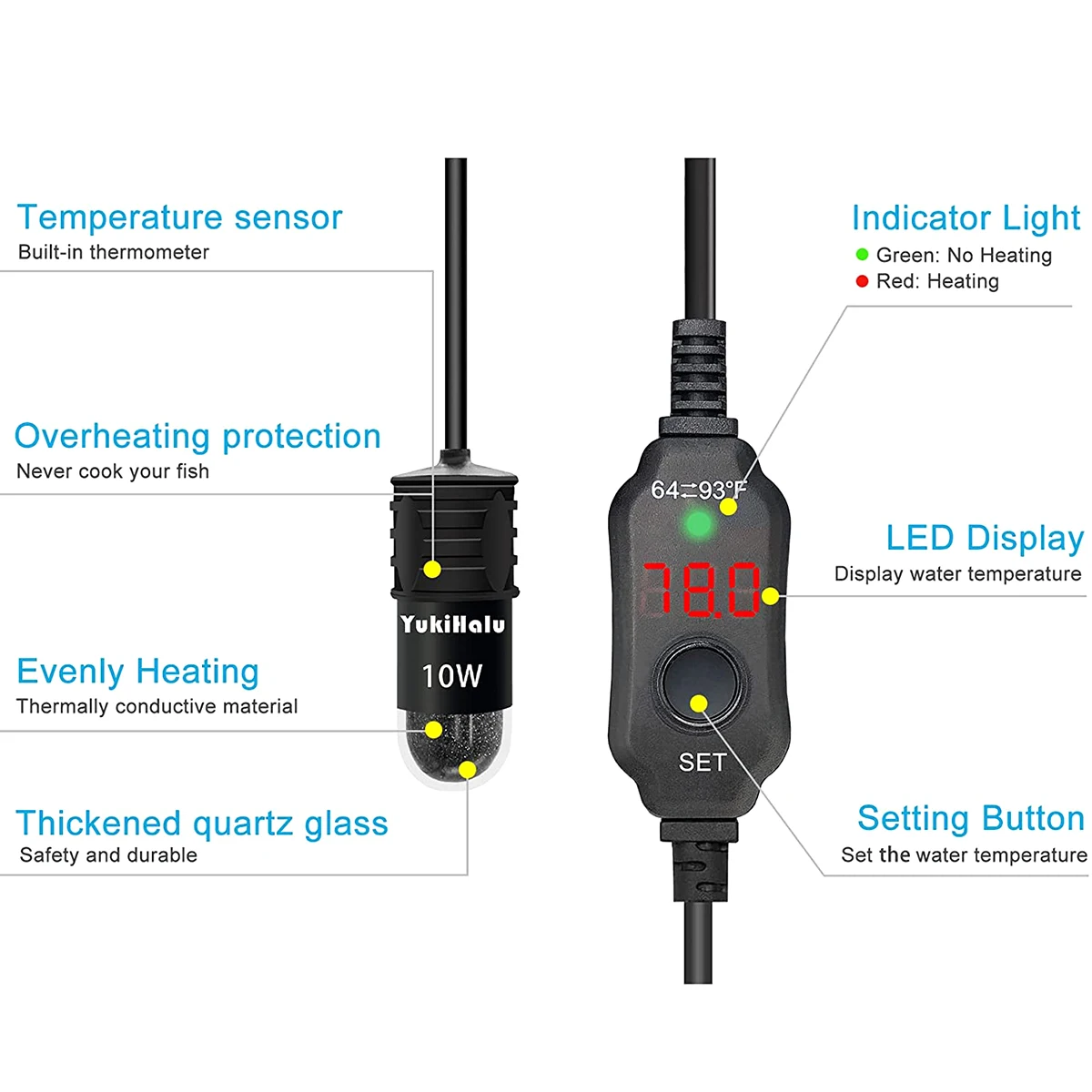 10W Adjustable Aquarium Heater - Aquarium Fish Cold Water review and price